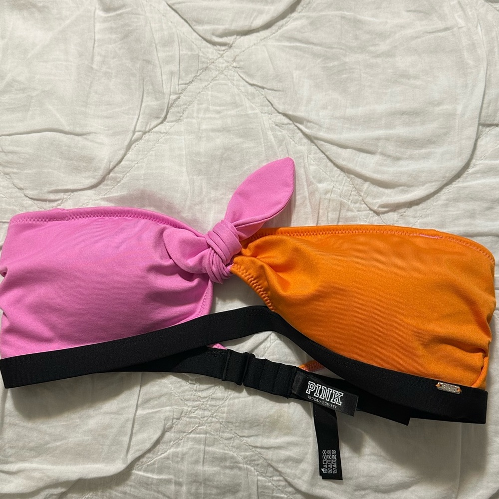 Pink Victoria's Secret Swim |  Colorblock Cutout Tie Front Bikini Top